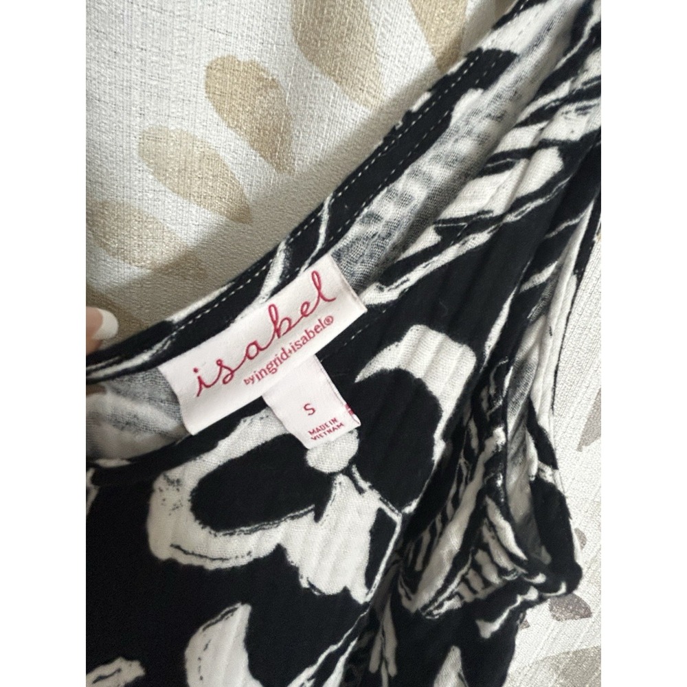 Isabel by Ingrid & Isabel Black White Floral Midi Dress Women's Small Tie Strap - Picture 4 of 5